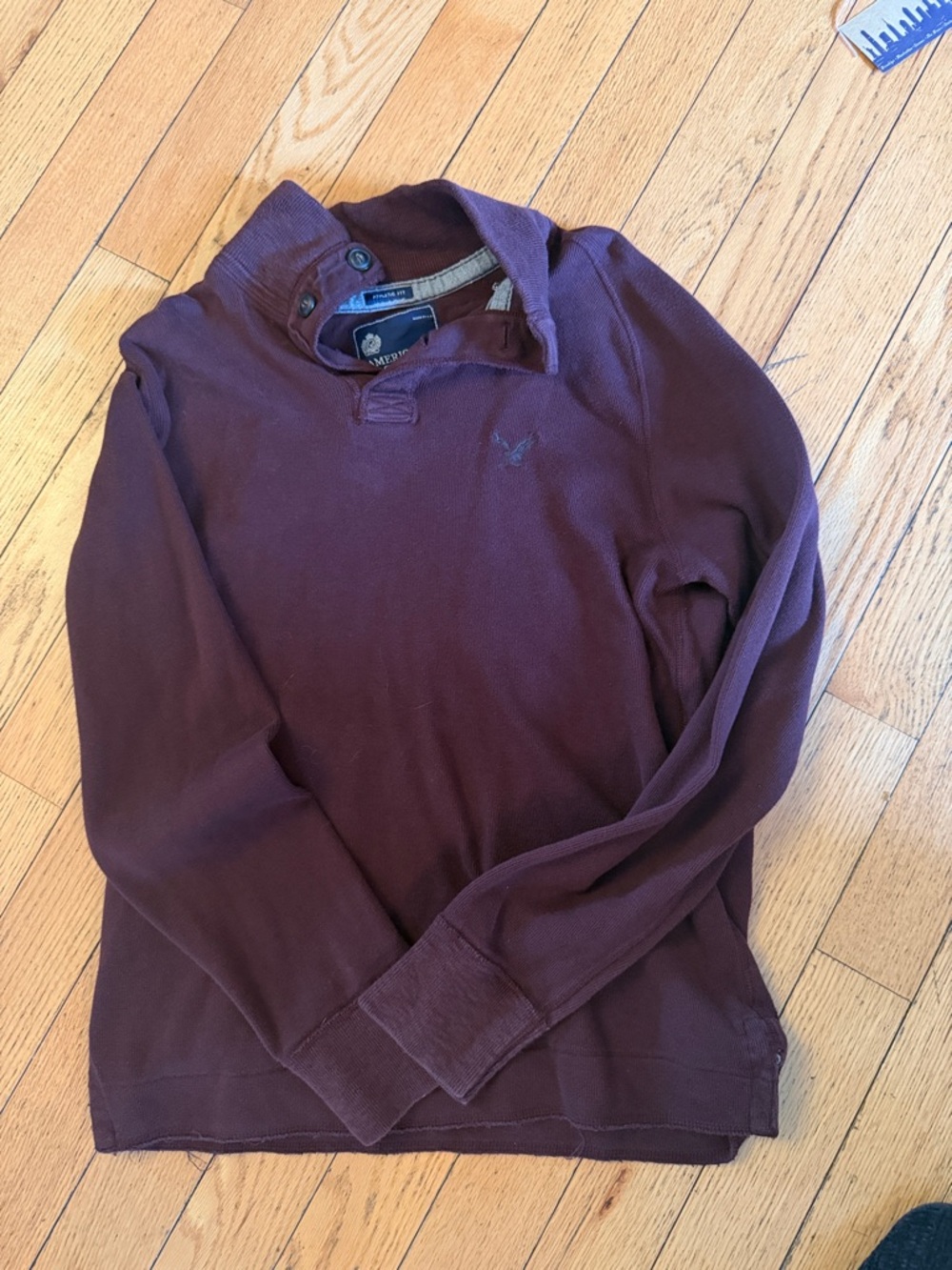 American Eagle Outfitters Burgundy Mock Neck Pullover